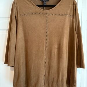 Style & Co. Brown Long Sleeve Top with Stud Accents